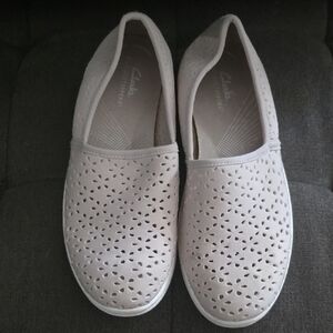 Clarks Women's Beige Perforated Loafers